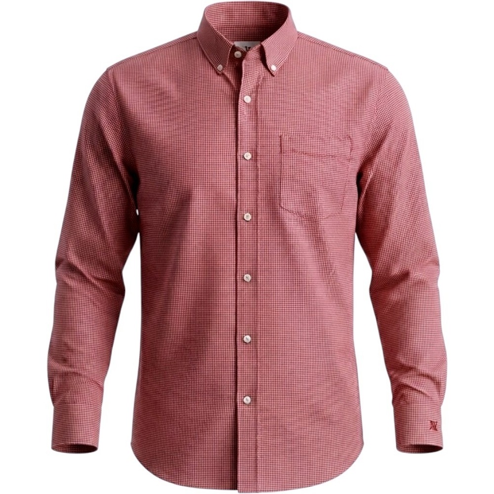 Cutter & Buck Button Down Shirt Mens XXL Red Micro Check Long Sleeve Cotton